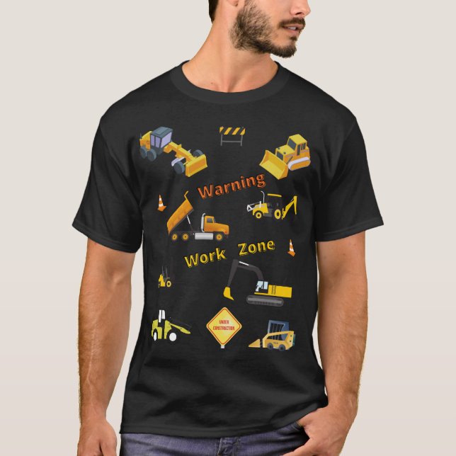 T-shirt Zone de travail d'avertissement de construction (Devant)