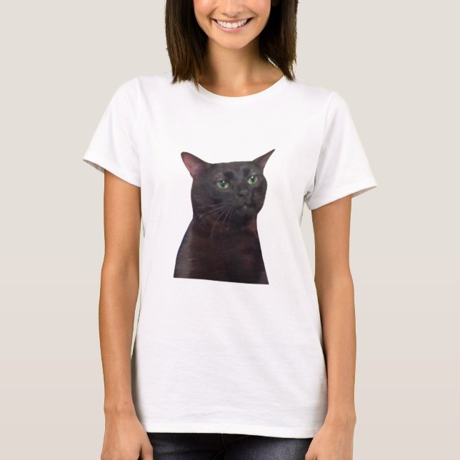 T-shirt Zoned Out Chat, Black Cat Zoned Out Mème (Devant)