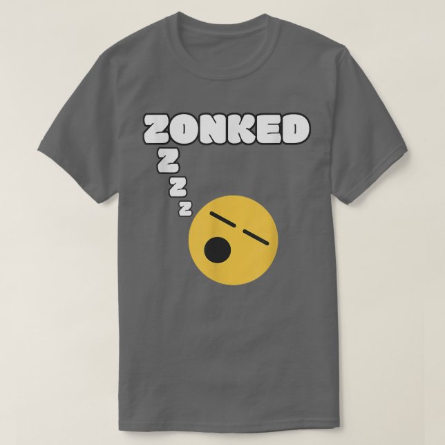 T-shirt Zonked Funny Sleepy Word Fatigué Visage mignon Som (Design devant)
