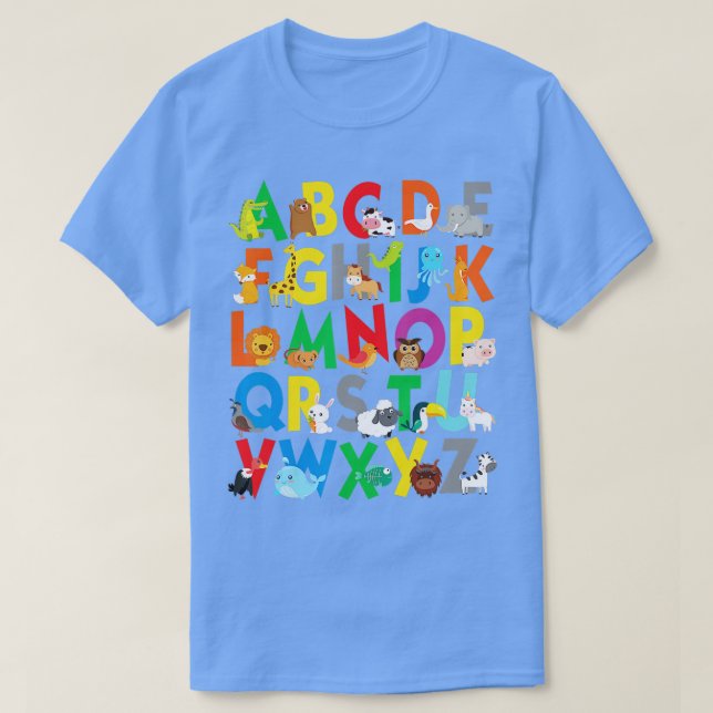 T-shirt Zoo Animal Alphabet Chemise ABC Apprendre pour les (Design devant)