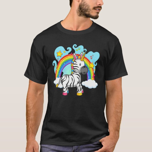 T-shirt Zoo Animal Rainbow Zebracorn Imaginaire Unicorn Ze (Devant)