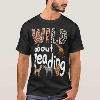 T-shirt Zoo Animals Wild About Reading Books Reader Lover 