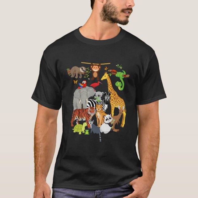 T-shirt Zoo Animals Wildlife Py Zoo Day 26 Animals (Devant)