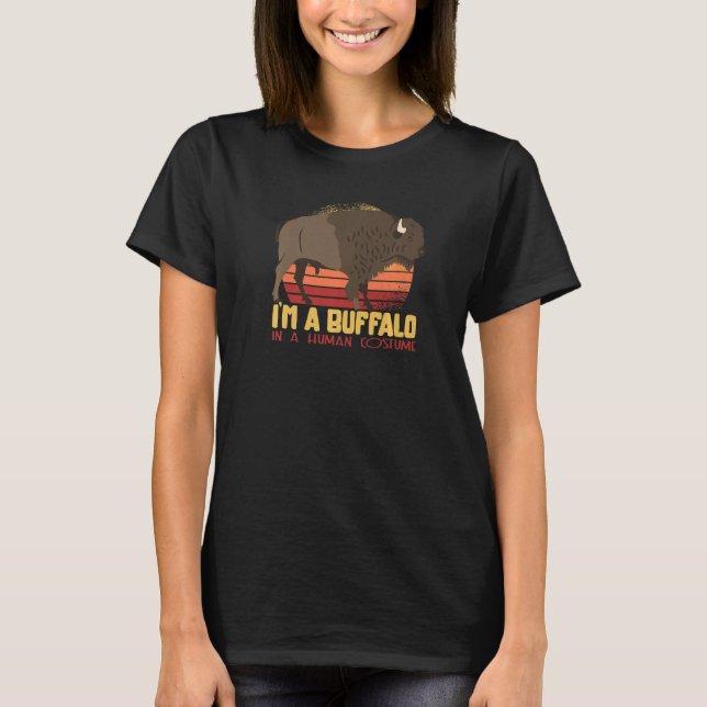 T-shirt Zoo Costume Animal  Friends  Buffalo Retro Theme (Devant)