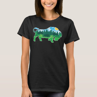 T-shirt Zoo Extérieur Animaux Camping Personnes Buffalo Bi