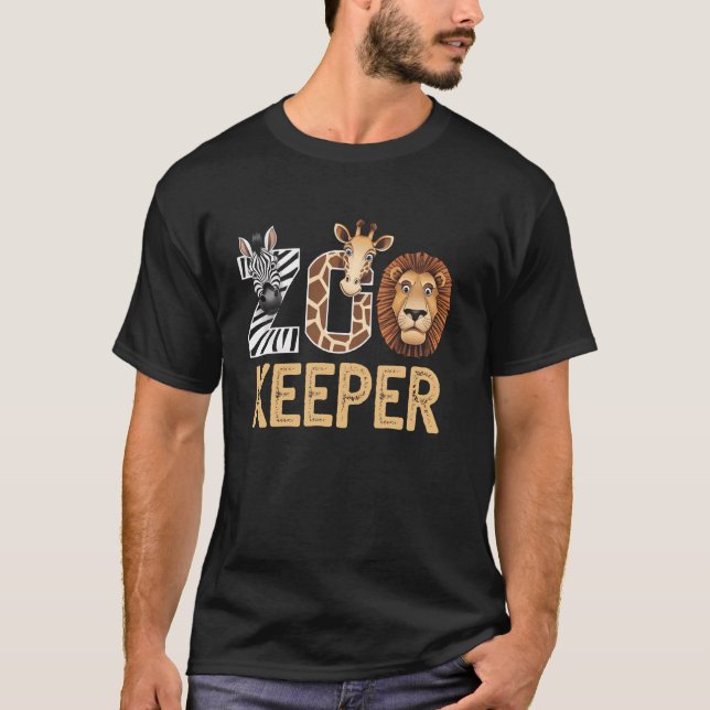 T-shirt Zoo Keeper Wildlife Lion Zebra Giraffe Animal Love (Devant)