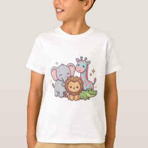 T-shirt Zoo Mignon Animal Kawaii Enfant Amusement Sauvages
