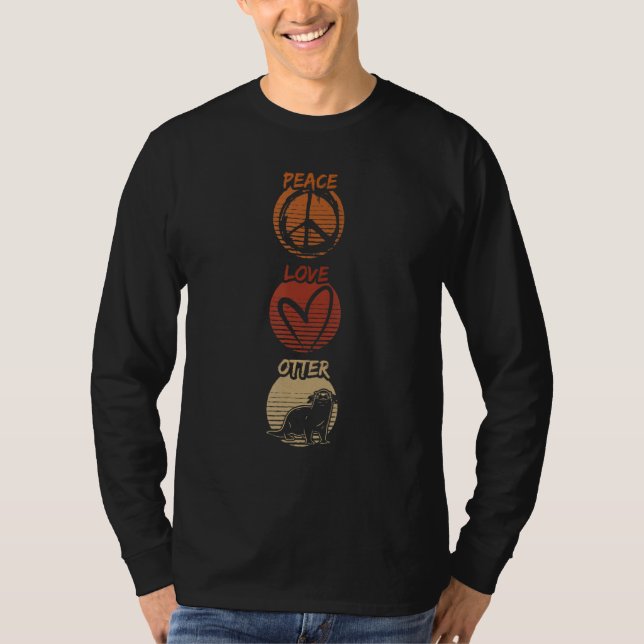 T-shirt Zoo Peace Animal   Hippie Wildlife Love Otter Retr (Devant)