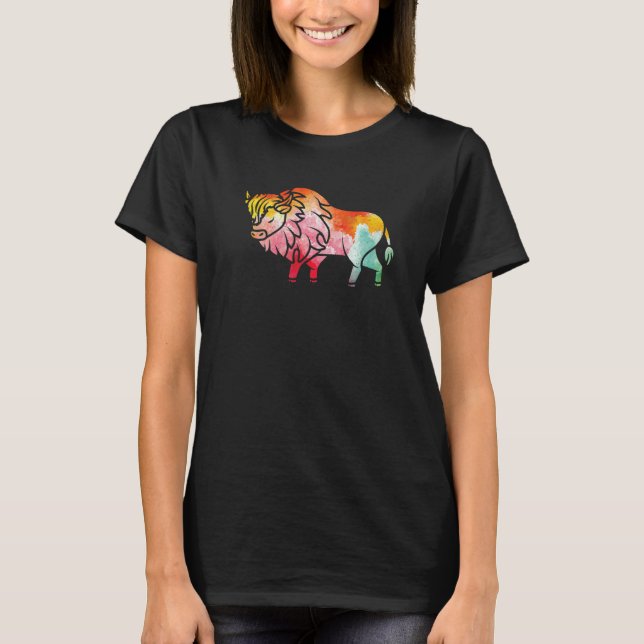 T-shirt Zoo Wildlife Animal  Zookeeper Buffalo Bison Color (Devant)