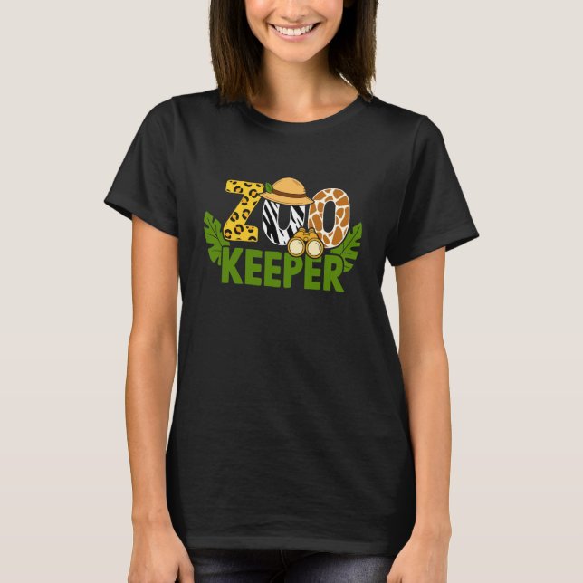 T-shirt Zookeeper Animals Zoo Wildlife Jungle Safari Savan (Devant)