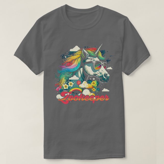 T-shirt Zookeeper de la licorne arc-en-ciel (Design devant)