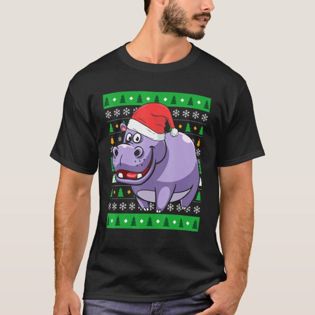 T-shirt Zookeeper Égypte Animal Hippo laids Noël (Devant)