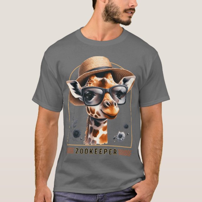 T-shirt Zookeeper Giraffe Safari Zoo Keepeer - design 1 (Devant)