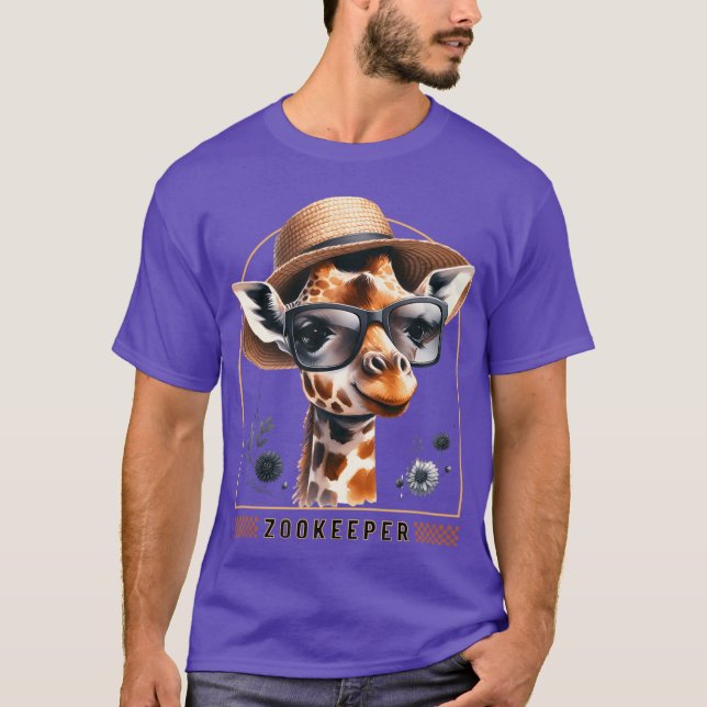 T-shirt Zookeeper Giraffe Safari Zoo Keepeer - modern (Devant)