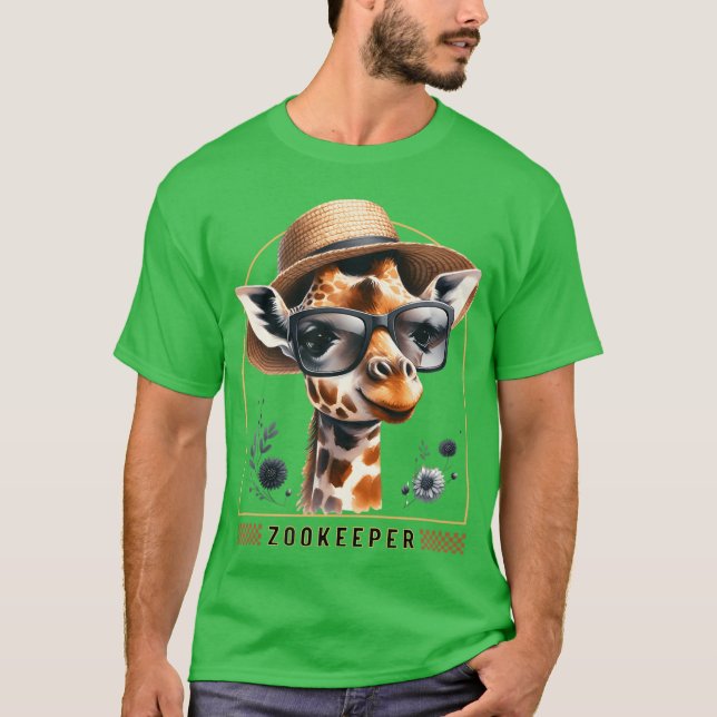 T-shirt Zookeeper Giraffe Safari Zoo Keepeer - print 1 (Devant)
