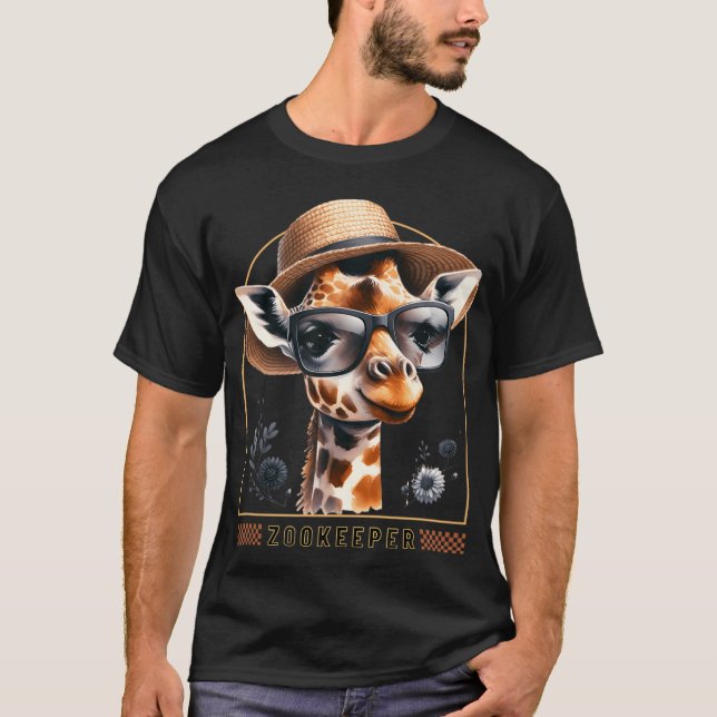 T-shirt Zookeeper Giraffe Safari Zoo Keepeer - style (Devant)