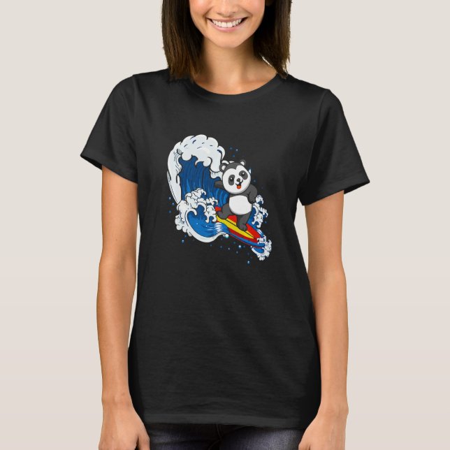 T-shirt Zookeeping Surfing Wildlife Animal Panda Bear Surf (Devant)