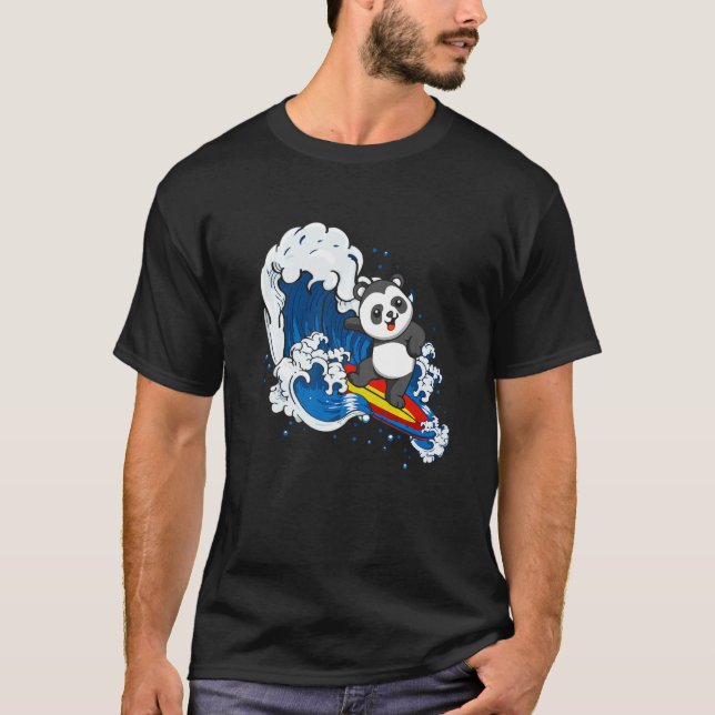 T-shirt Zookeeping Surfing Wildlife Animal Panda Bear Surf (Devant)