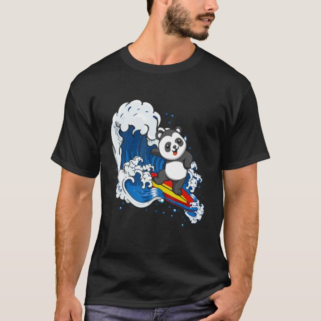 T-shirt Zookeeping Surfing Wildlife Animal Panda Bear Surf (Devant)