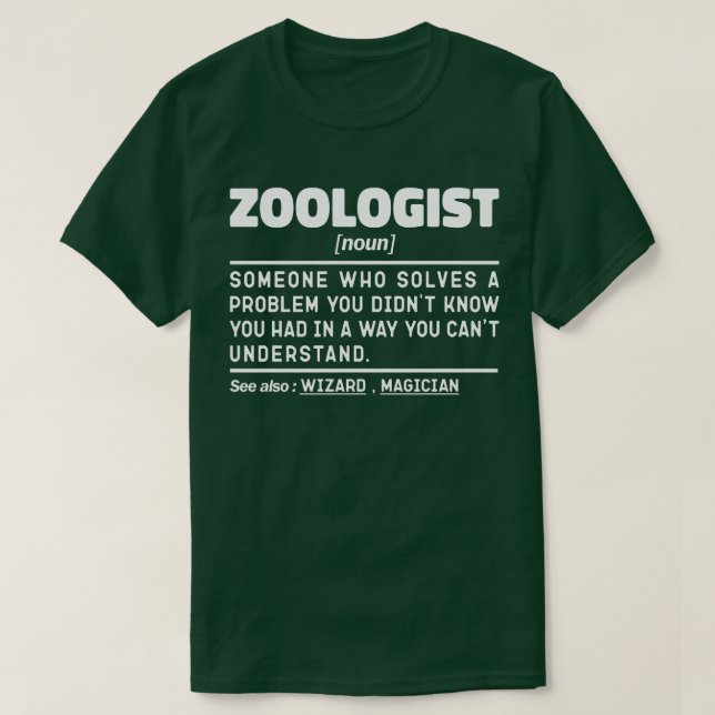 T-shirt Zoologiste Noun Deffinition Scientifique en soins  (Design devant)