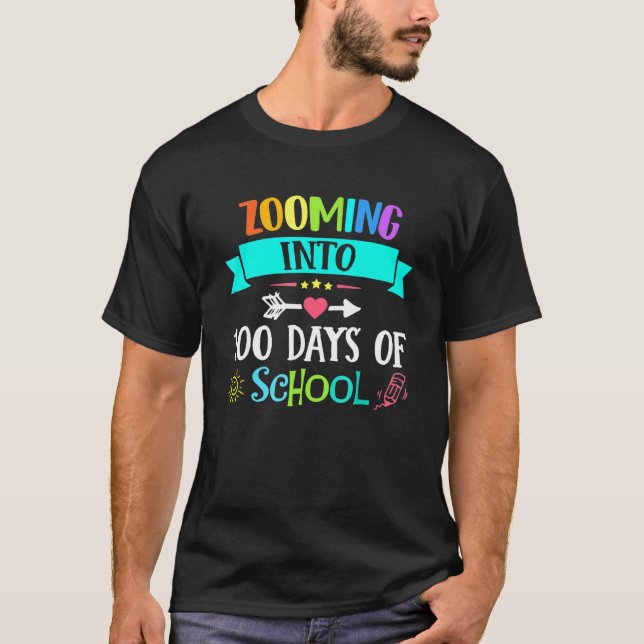 T-shirt Zoom sur les 100 jours d'école pour les enseignant (Devant)