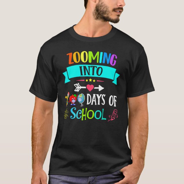 T-shirt Zoom sur les 100 jours d'école pour les enseignant (Devant)