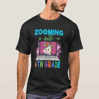 T-shirt Zooming Into 4th Grade  Unicorn Virtual Back To Sc