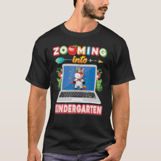T-shirt Zooming Into Kindergarten Grade Virtual Unicorn Ki