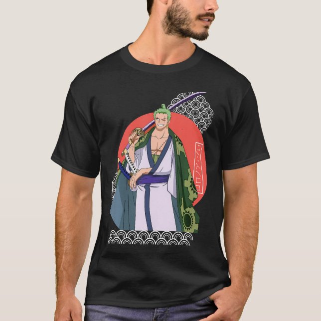 T-shirt Zoro japonais Art rétro Anime Graphisme (Devant)
