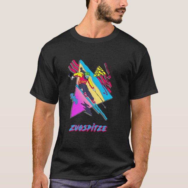 T-shirt Zugspitze Retro Ski Skier Skiing Design Inspired (Devant)