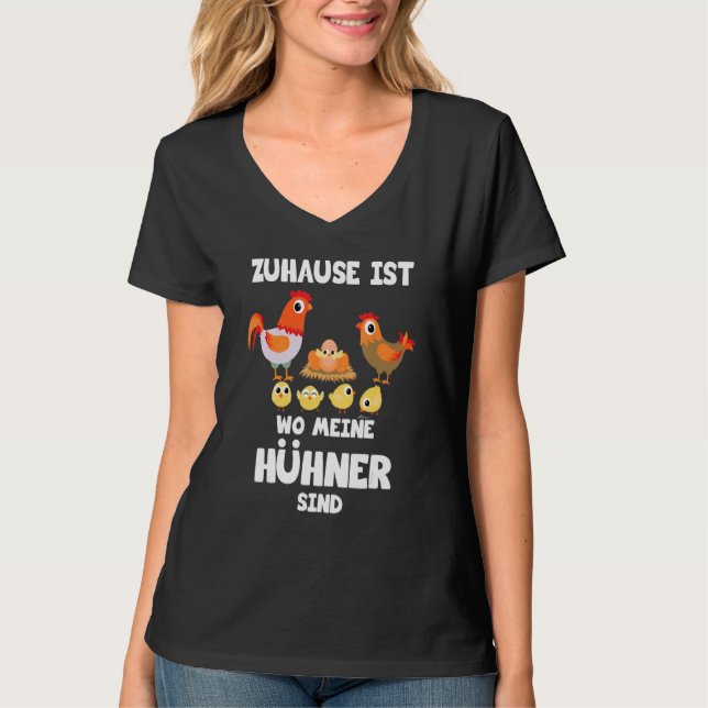 T-shirt Zuhause Ist Wine Meine Hühner Poulet À L'Éternel (Devant)