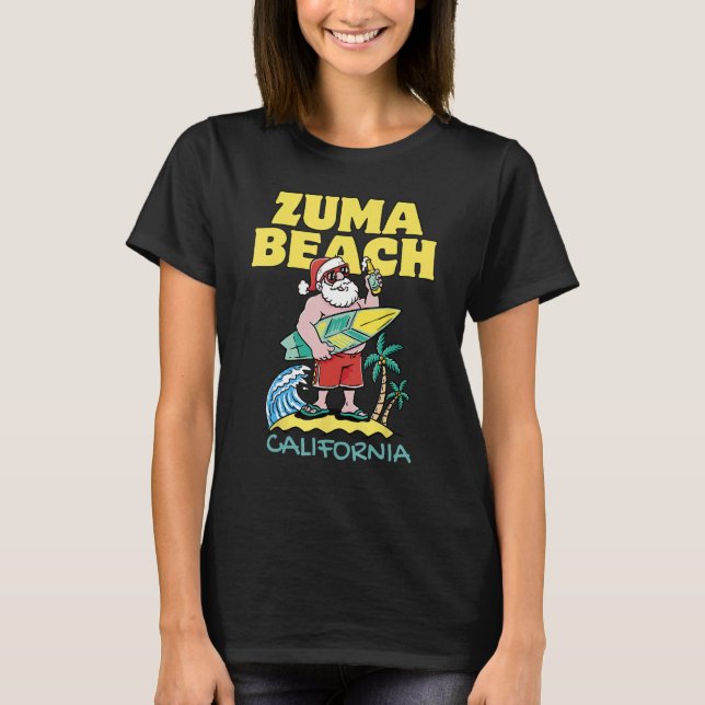 T-shirt ZUMA BEACH CALIFORNIA Père Noël Christmas Surfing (Devant)