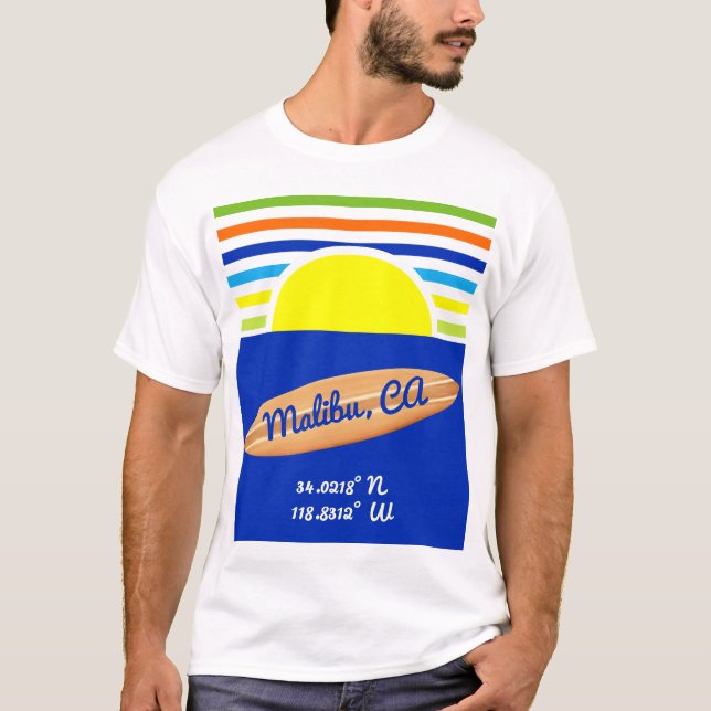 T-shirt Zuma Beach Malibu Ca Summer Stripes Surf (Devant)