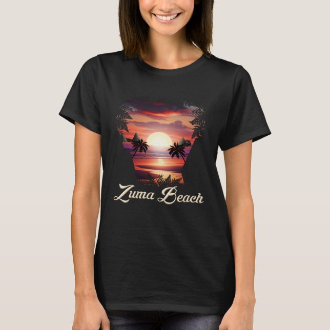 T-shirt Zuma Beach Sunset Vibrant Malibu Californie (Devant)