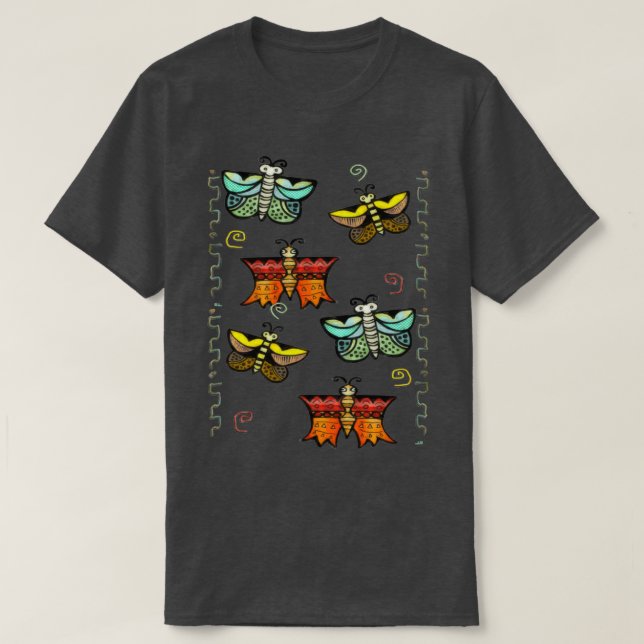T-shirt Zuni Butterfly Folk Art (Design devant)