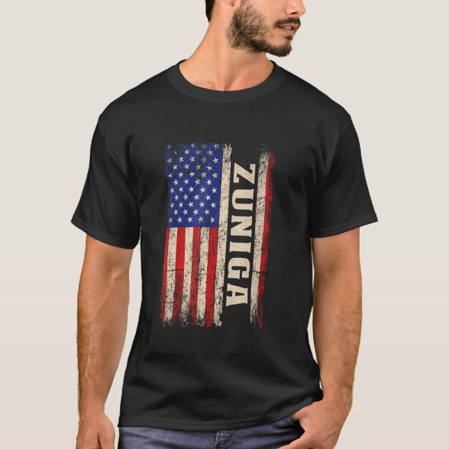 T-shirt ZUNIGA Last Name Shirt ZUNIGA Name American Flag (Devant)
