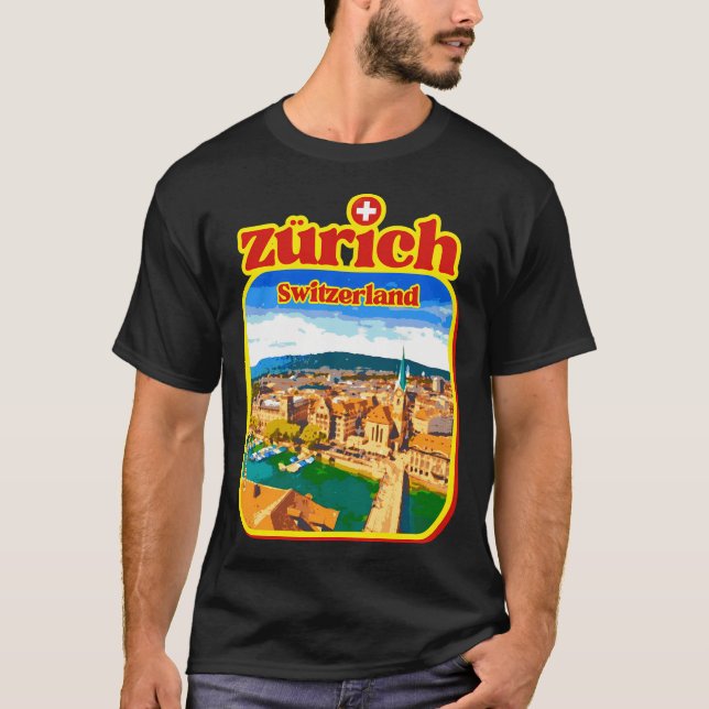 T-shirt Zurich Vieux Zurich Lac Ch Swiss Uetliberg Zur (Devant)