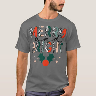 T-shirt ZYNr Leopard Joyeux Noël Vibes de Noël brillantes 