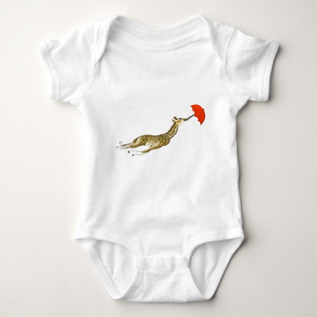 T-shirts à parapluie rouge Giraffe Whimsical (Devant)