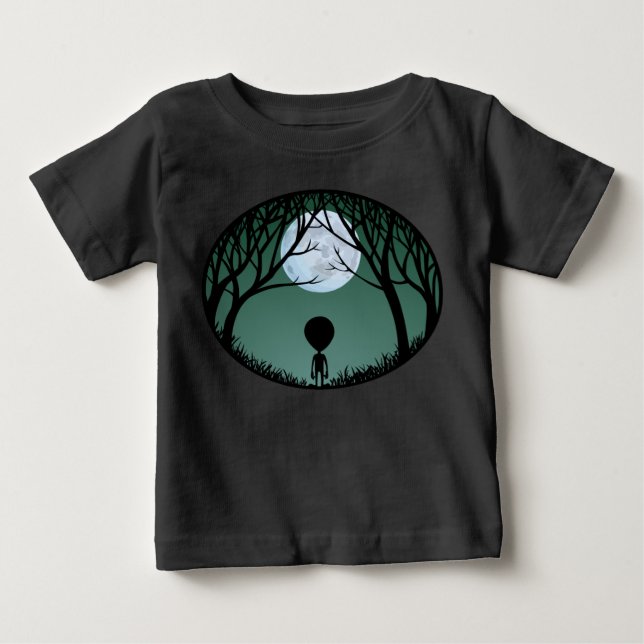 T-shirts Alien bébé Alien w. Moon Baby Shirts (Devant)