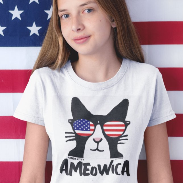 T-shirts AMEOWICA Patriotic Cat, filles (Créateur téléchargé)