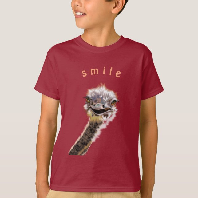 T-shirts amusants avec une autruche joyeuse - Smil (Devant)
