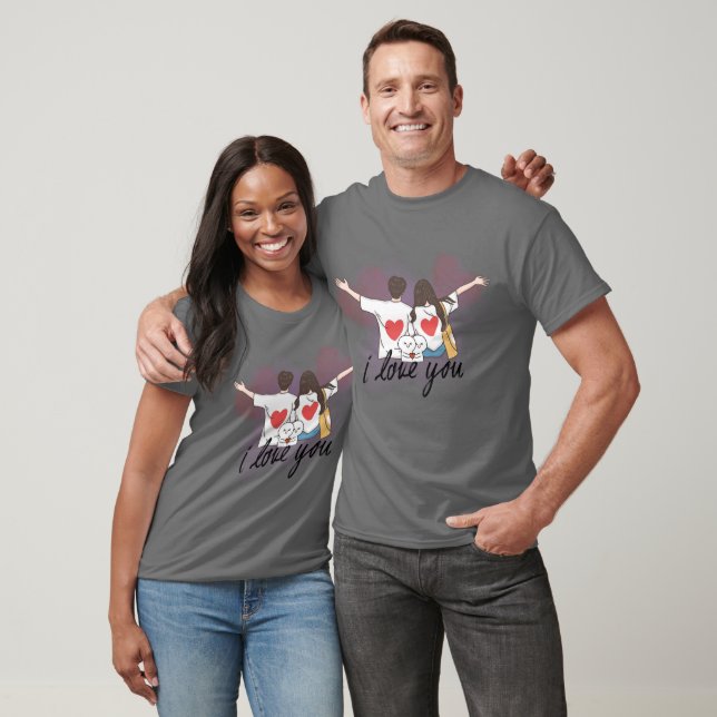 T-shirts assortis pour couple – Design Je t'aime (Unisexe)