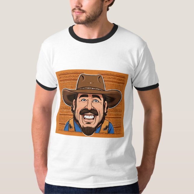 T-shirts avec drôle photo de cowboy (Devant)