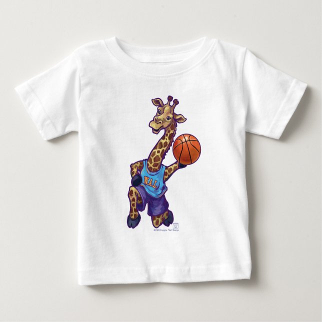 T-shirts bébé en girafe de basket-ball (Devant)