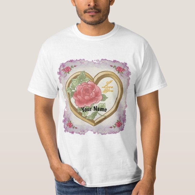 T-shirts Bevel Heart Rose défraîchi (Devant)
