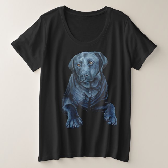 T-shirts Black Labrador Shirt Blue Dog Plus Size (Design devant)
