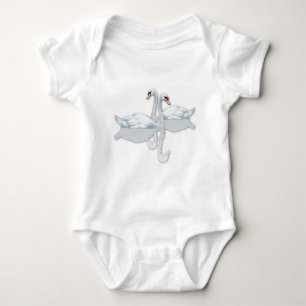 T-shirts blanc de graphiques de Clipart de cygnes
