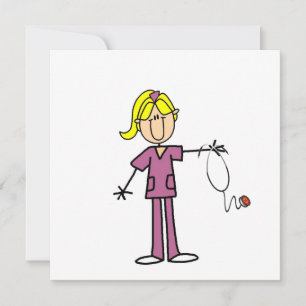 T-shirts Blond Female Stick Figure Nurse