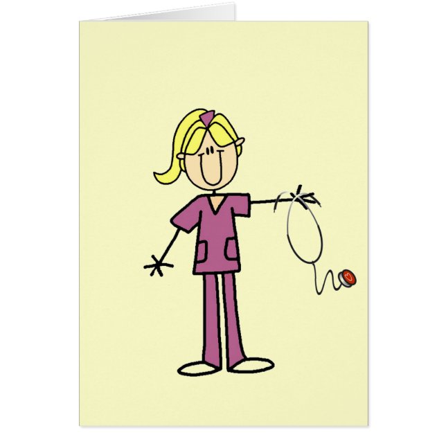 T-shirts Blond Female Stick Figure Nurse (Devant)
